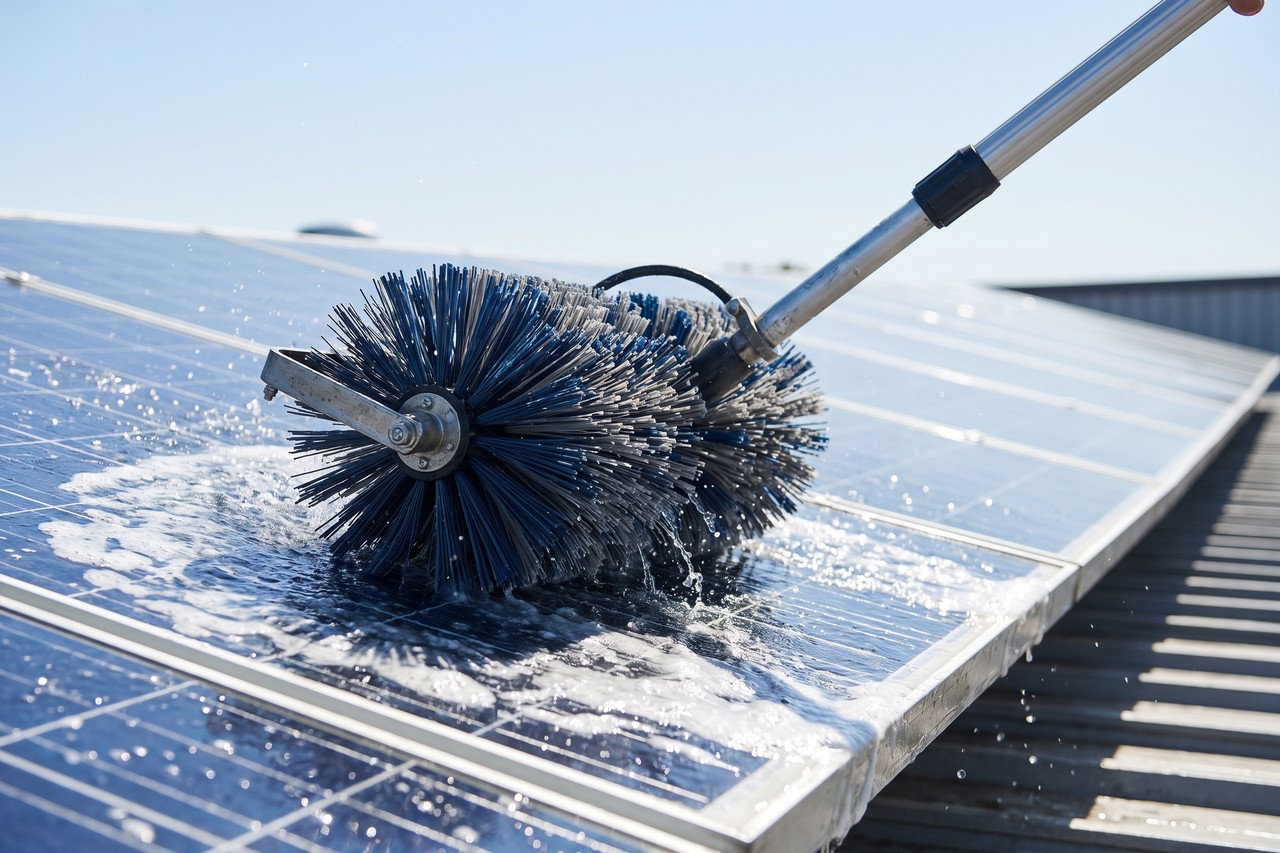 Spazzola rotante professionale per la pulizia dei pannelli fotovoltaici