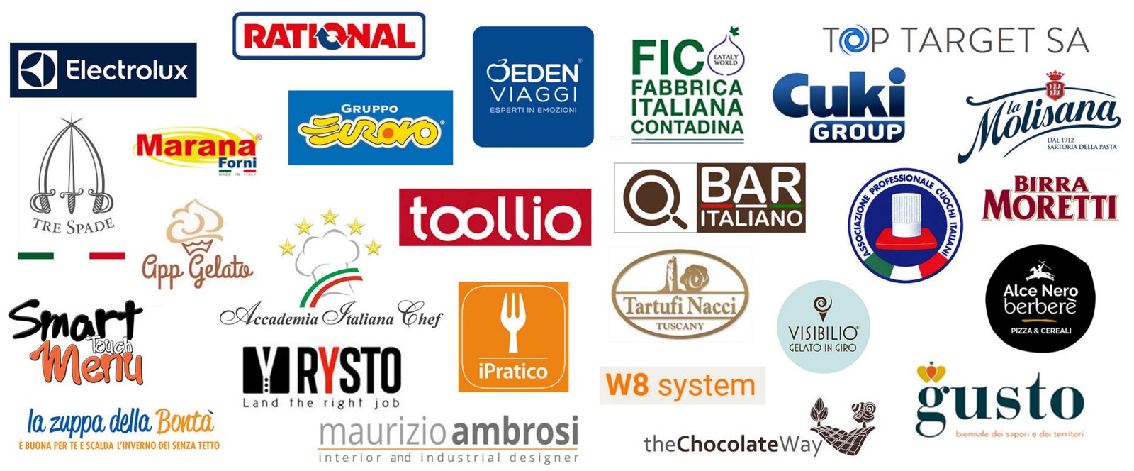 Loghi di aziende e partner del settore Ho.Re.Ca. che hanno collaborato con il magazine PanoramaChef